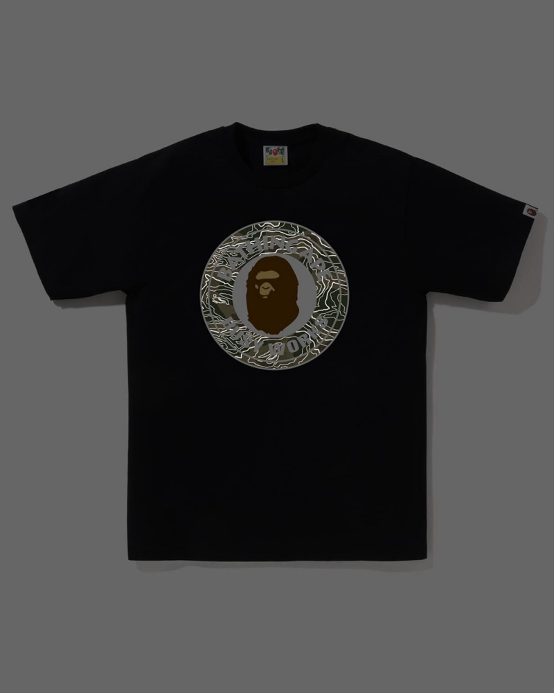 T Shirts Bape Layered Line Busy Works Noir Homme | YPN-11713568